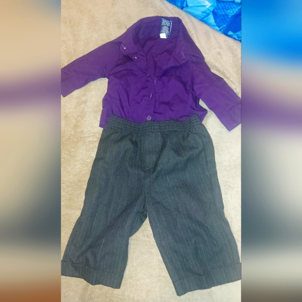 Boys 2 piece suit pants and shirt purple